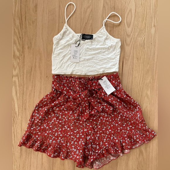 NWT CIDER Flowy Cami and Shorts Set M Floral Cottagecore Coastal Summer Beach - Picture 2 of 4